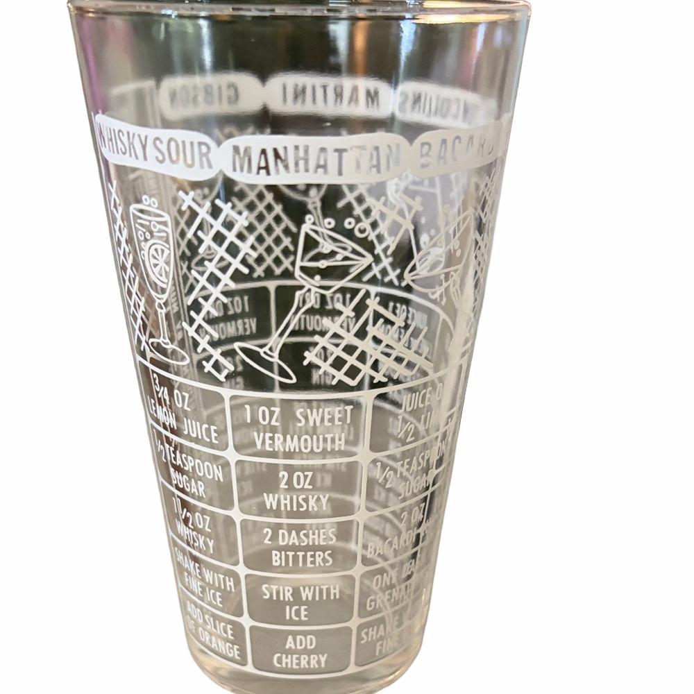 Federal vintage Cocktail Recipe mixing Glass mid entry modern 1960’s